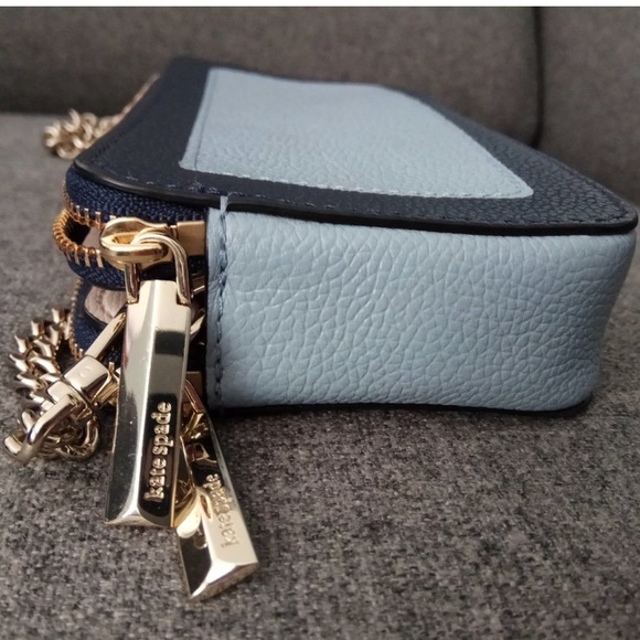 EUC Kate Spade Margaux Double Zip Bicolor Leather Chain Wallet Shoulder BAG - Picture 4 of 12